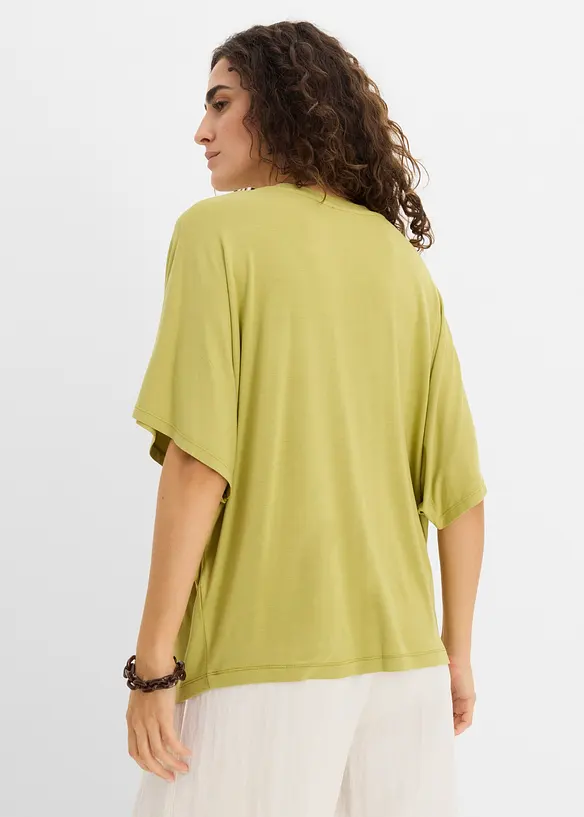 T-Shirt aus softem Viskose-Mix in grün von hinten (im Anschnitt) - bonprix