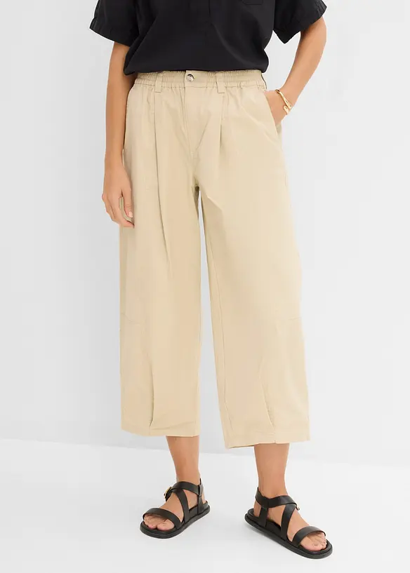 Barrel-Hose aus Baumwoll-Mix in beige von vorne - bonprix Barrel-Hose aus Baumwoll-Mix in beige von vorne - bonprix