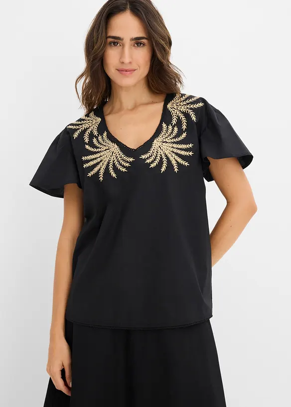 Tunikabluse aus softem Viskose-Mix in schwarz von vorne (im Anschnitt) - bonprix Tunikabluse aus softem Viskose-Mix in schwarz von vorne (im Anschnitt) - bonprix