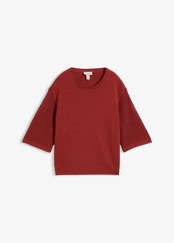 Pullover aus Baumwoll-Leinen-Mix in rot von vorne - bonprix Pullover aus Baumwoll-Leinen-Mix in rot von vorne - bonprix
