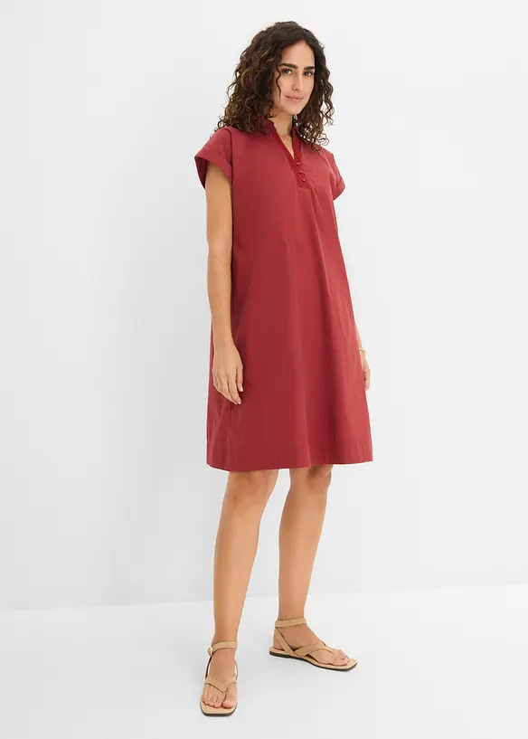 Minikleid aus Baumwoll-Mix in rot von vorne (Totalaufnahme) - bonprix Minikleid aus Baumwoll-Mix in rot von vorne (Totalaufnahme) - bonprix