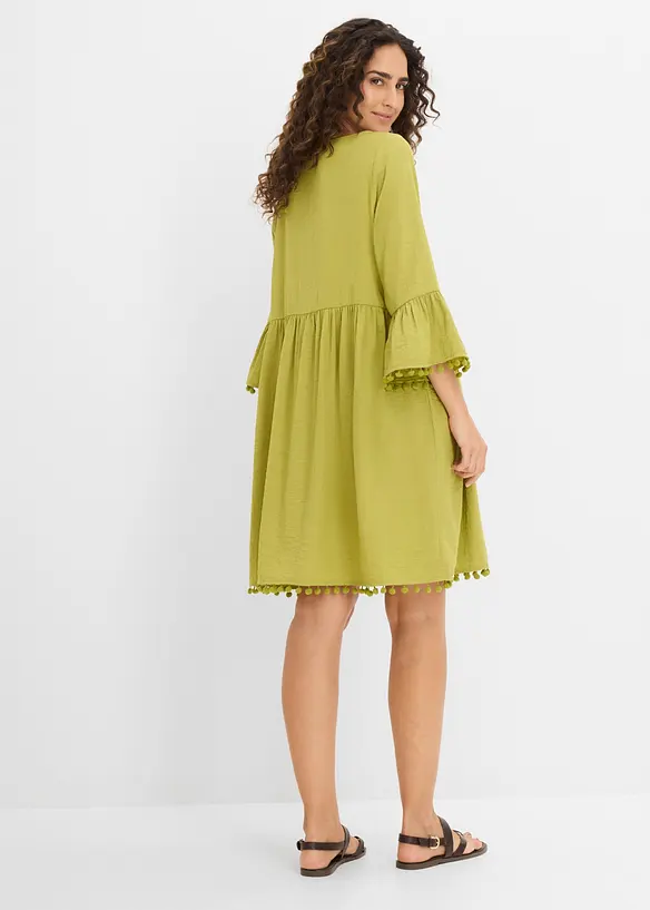 Kleid aus fließender Viskose in grün von hinten (Totalaufnahme) - bonprix Kleid aus fließender Viskose in grün von hinten (Totalaufnahme) - bonprix
