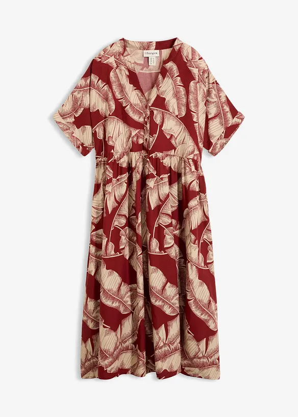 Midi-Kaftan-Kleid aus fließender Viskose in rot von vorne - bonprix