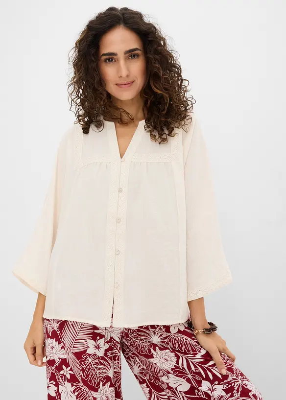 Bluse aus Viskose-Mix in weiß von vorne (im Anschnitt) - bonprix Bluse aus Viskose-Mix in weiß von vorne (im Anschnitt) - bonprix