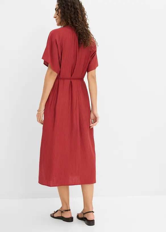 Midikleid aus softem Viskose-Mix in rot von hinten (Totalaufnahme) - bonprix Midikleid aus softem Viskose-Mix in rot von hinten (Totalaufnahme) - bonprix