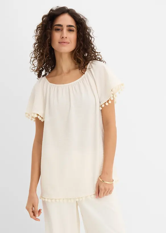 Bluse aus softem Viskose-Mix in weiß von vorne (im Anschnitt) - bonprix Bluse aus softem Viskose-Mix in weiß von vorne (im Anschnitt) - bonprix