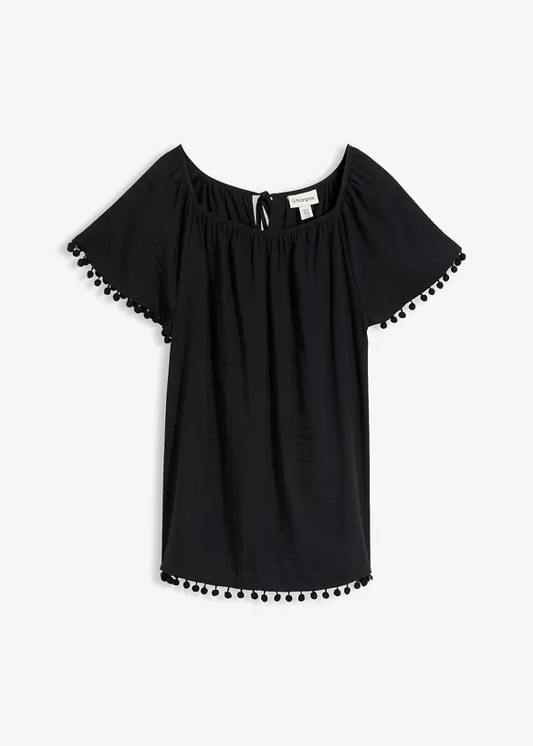 Bluse aus softem Viskose-Mix in schwarz von vorne - bonprix Bluse aus softem Viskose-Mix in schwarz von vorne - bonprix