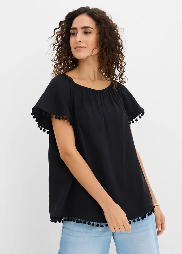 Bluse aus softem Viskose-Mix in schwarz von vorne (im Anschnitt) - bonprix Bluse aus softem Viskose-Mix in schwarz von vorne (im Anschnitt) - bonprix
