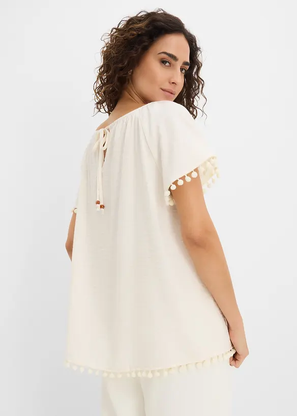 Bluse aus softem Viskose-Mix in weiß von hinten (im Anschnitt) - bonprix Bluse aus softem Viskose-Mix in weiß von hinten (im Anschnitt) - bonprix
