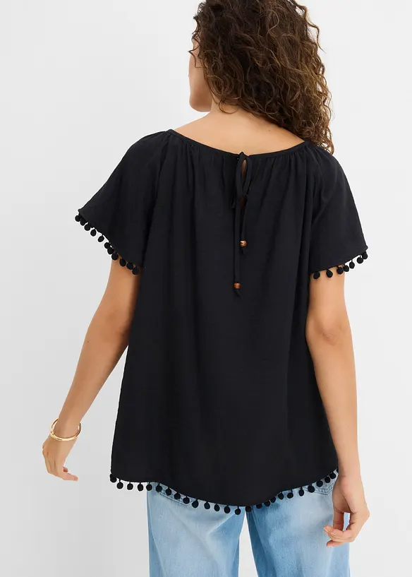 Bluse aus softem Viskose-Mix in schwarz von hinten (im Anschnitt) - bonprix Bluse aus softem Viskose-Mix in schwarz von hinten (im Anschnitt) - bonprix