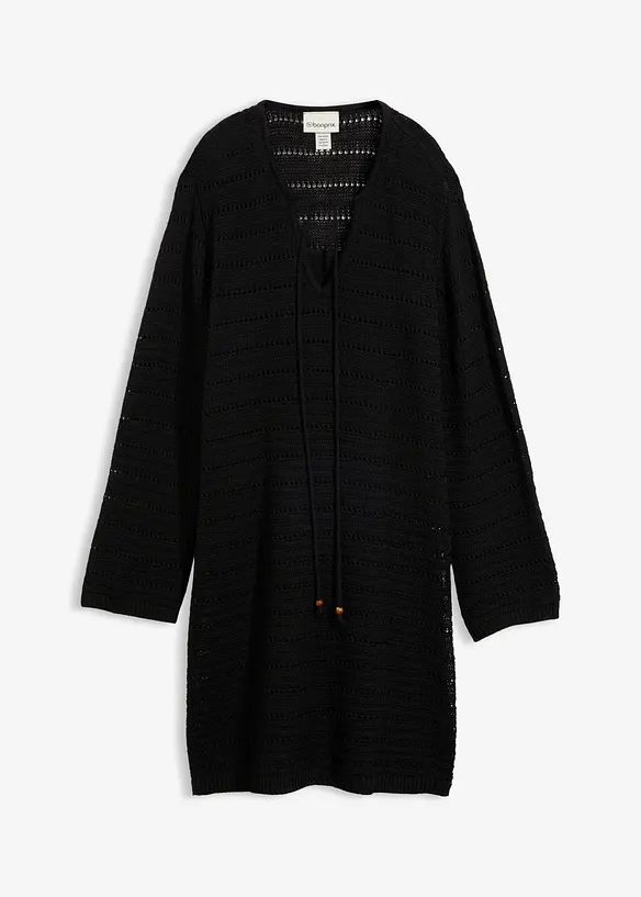 Mini-Strickkleid in schwarz von vorne - bonprix