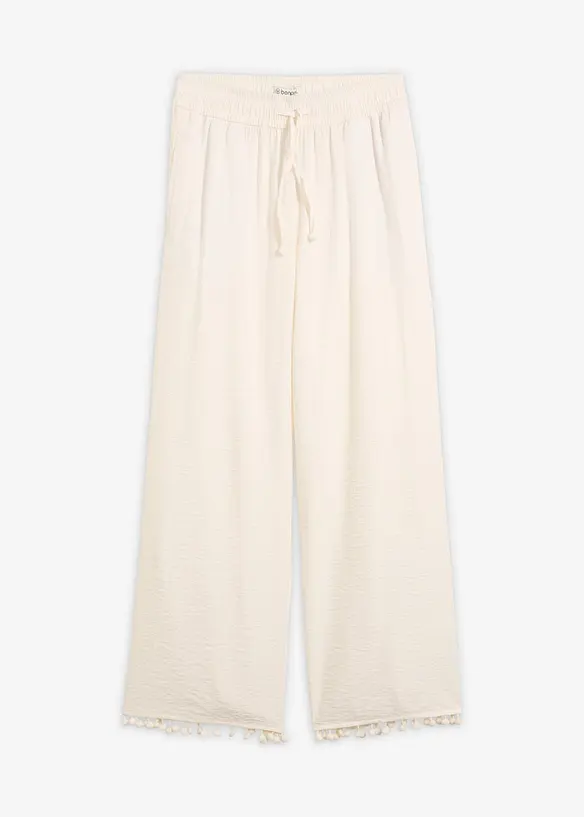 Schlupfhose aus fließendem Viskose-Mix in weiß von vorne - bonprix Schlupfhose aus fließendem Viskose-Mix in weiß von vorne - bonprix