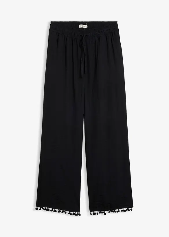 Schlupfhose aus fließendem Viskose-Mix in schwarz von vorne - bonprix