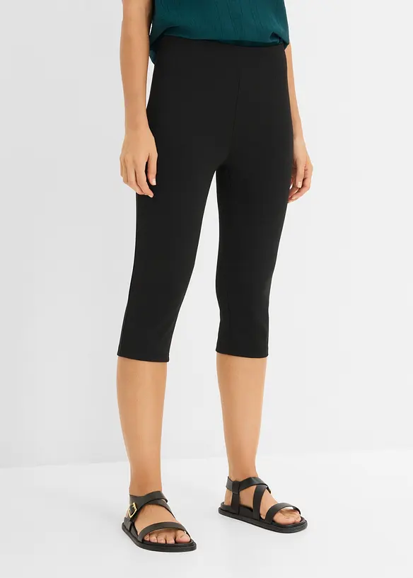 Capri-Hose aus Punto di Roma in schwarz von vorne - bonprix