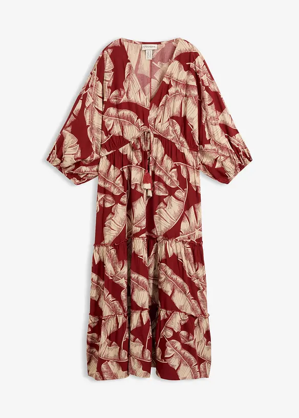 Kaftan-Kleid aus fließender Viskose in rot von vorne - bonprix Kaftan-Kleid aus fließender Viskose in rot von vorne - bonprix