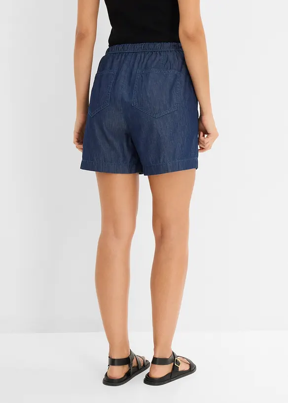 Leichte Jeans-Shorts Mid Waist, Bequembund in blau von hinten - bonprix