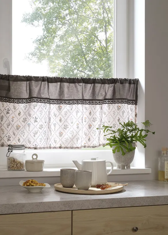 Scheibengardine aus Bio-Baumwolle in grau (Ambiente) - bonprix