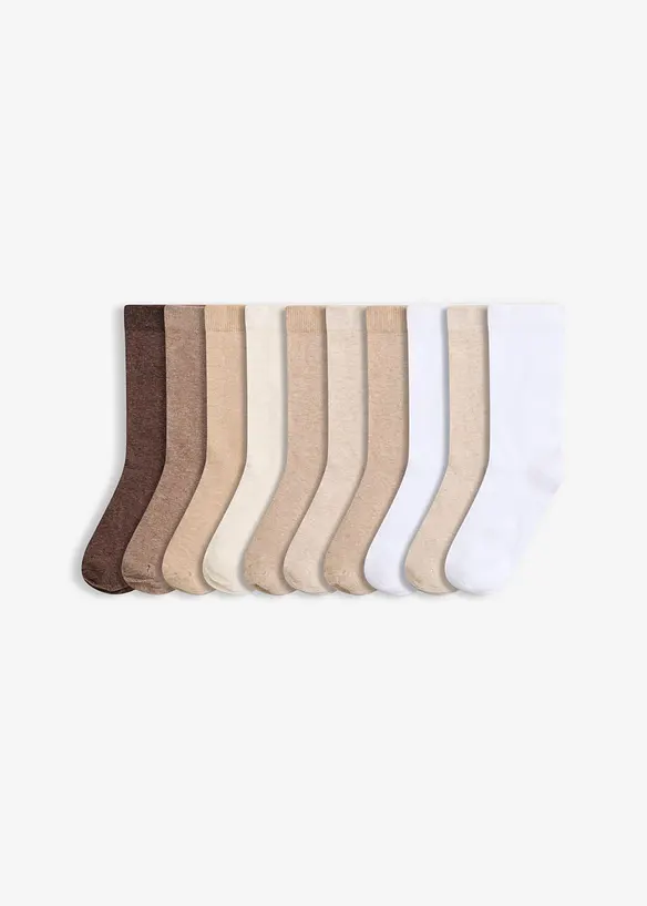 Socken mit Bio-Baumwolle (10er Pack) in braun von vorne - bonprix