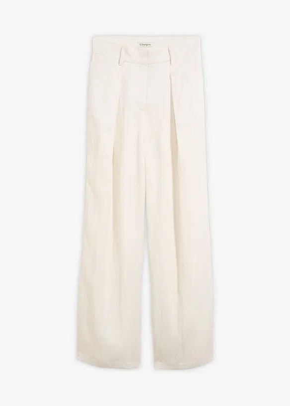 Sommerliche Bundfaltenhose in weiß von vorne - bonprix
