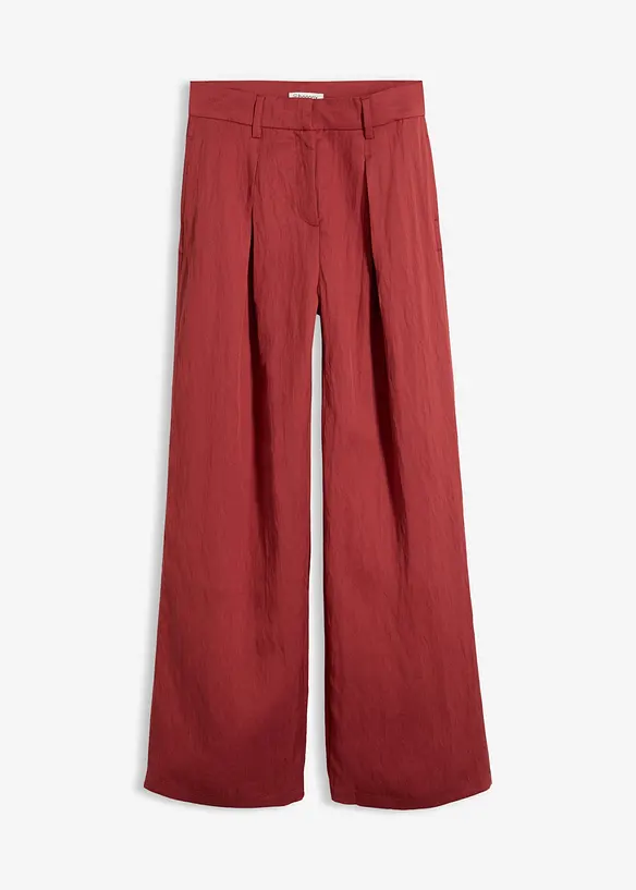 Sommerliche Bundfaltenhose in rot von vorne - bonprix