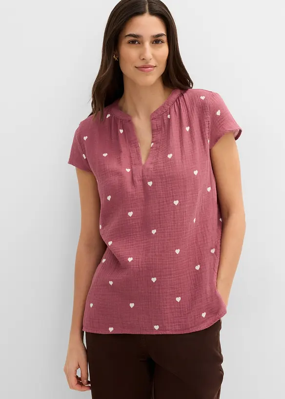 Musselin-Tunika aus reiner Baumwolle in lila von vorne (im Anschnitt) - bonprix Musselin-Tunika aus reiner Baumwolle in lila von vorne (im Anschnitt) - bonprix