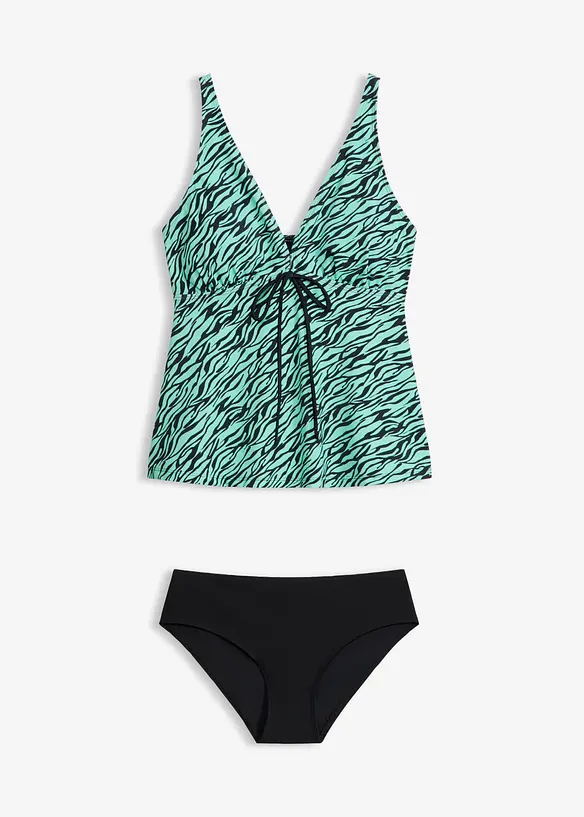 Tankini mit Bindeband (2-tlg.Set) in grün von vorne - bonprix