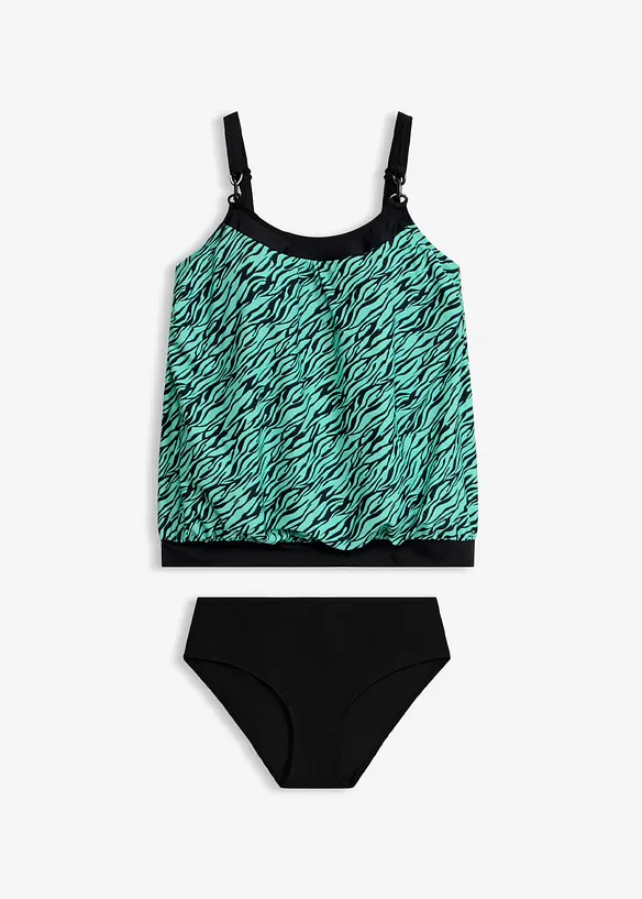 Oversize-Tankini mit Ringdetail (2-tlg.Set) in schwarz von vorne - bonprix Oversize-Tankini mit Ringdetail (2-tlg.Set) in schwarz von vorne - bonprix