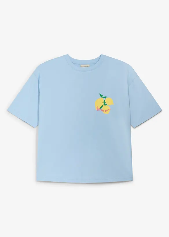 Oversize-Shirt aus reiner Bio-Baumwolle in blau von vorne - bonprix