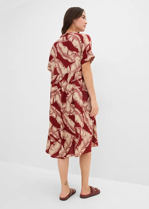 Midi-Kaftan-Kleid aus fließender Viskose in rot von hinten (Totalaufnahme) - bonprix