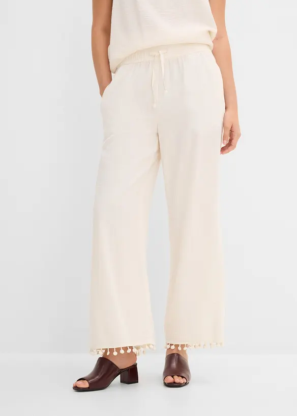 Schlupfhose aus fließendem Viskose-Mix in weiß von vorne - bonprix Schlupfhose aus fließendem Viskose-Mix in weiß von vorne - bonprix