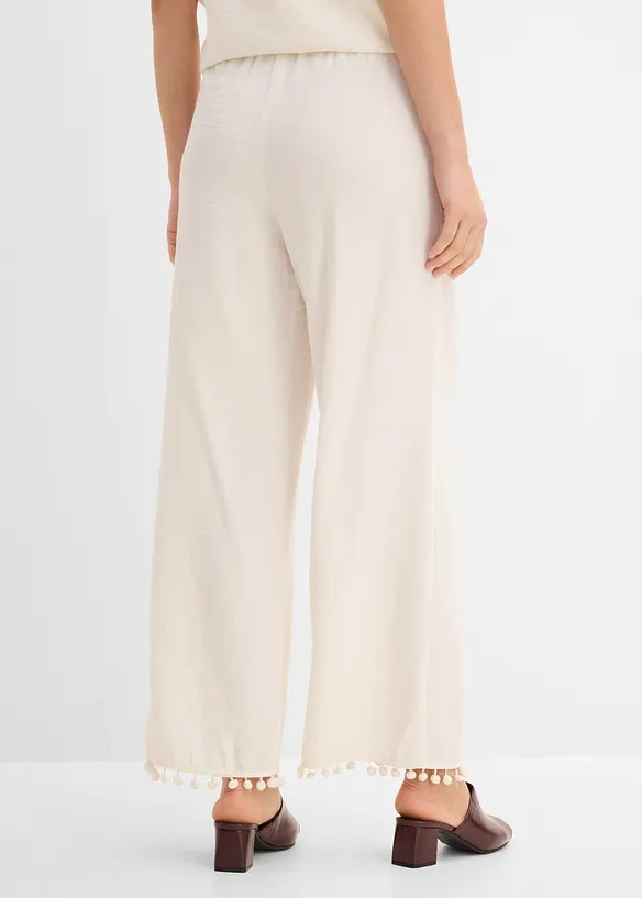 Schlupfhose aus fließendem Viskose-Mix in weiß von hinten - bonprix Schlupfhose aus fließendem Viskose-Mix in weiß von hinten - bonprix