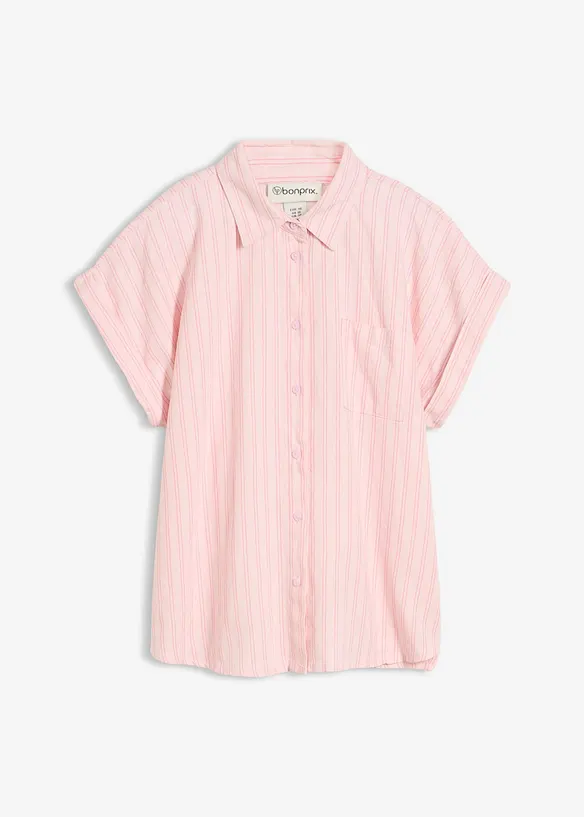 Kurzarmbluse aus Leinen-Viskose-Mix in rosa von vorne - bonprix Kurzarmbluse aus Leinen-Viskose-Mix in rosa von vorne - bonprix