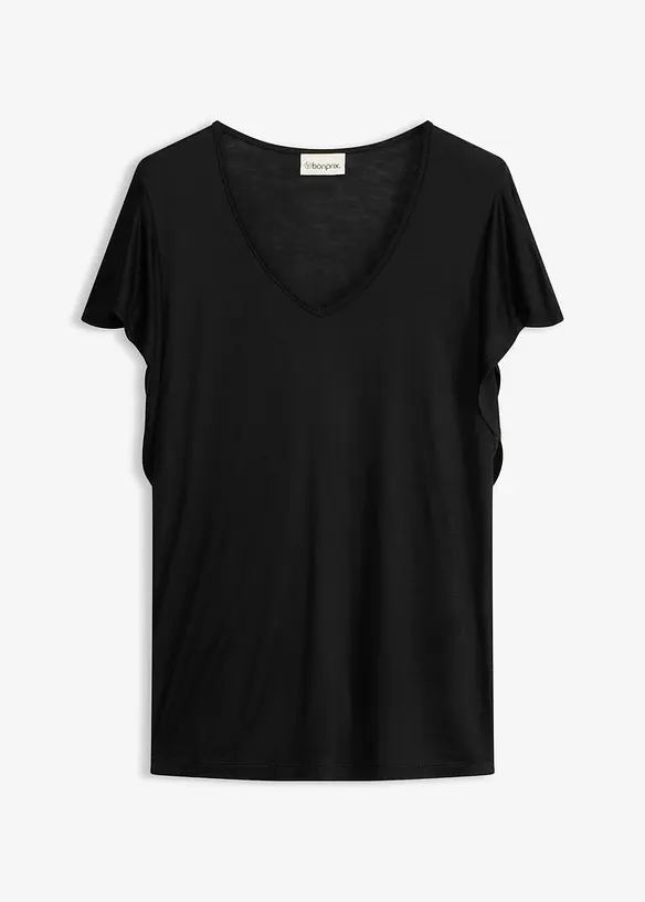 Shirt aus softer Viskose in schwarz von vorne - bonprix