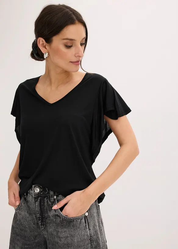 Shirt aus softer Viskose in schwarz von vorne (im Anschnitt) - bonprix
