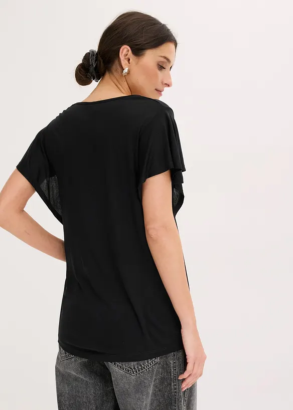 Shirt aus softer Viskose in schwarz von hinten (im Anschnitt) - bonprix