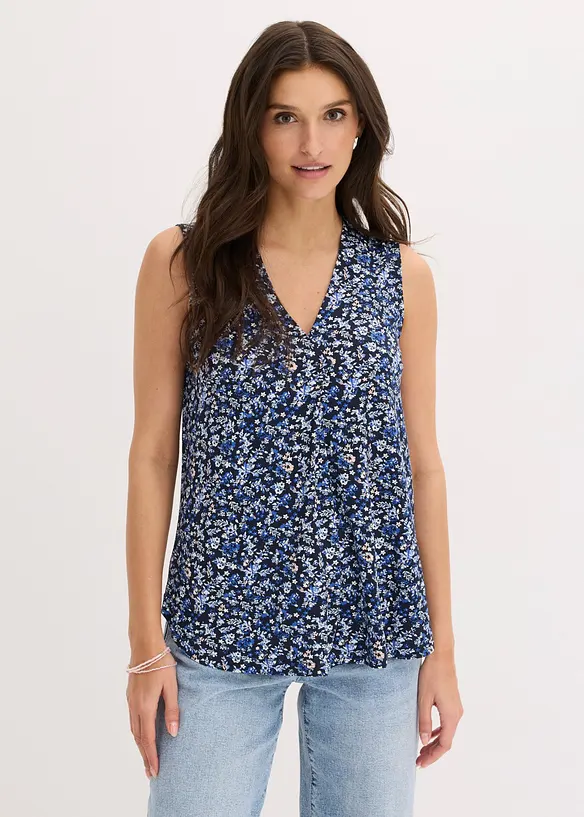 Top aus Viskose-Mix in blau von vorne (im Anschnitt) - bonprix Top aus Viskose-Mix in blau von vorne (im Anschnitt) - bonprix