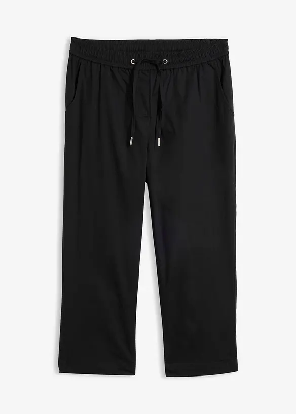 3/4- Hose mit Bindeband in schwarz von vorne - bonprix 3/4- Hose mit Bindeband in schwarz von vorne - bonprix