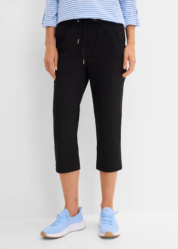3/4- Hose mit Bindeband in schwarz von vorne - bonprix 3/4- Hose mit Bindeband in schwarz von vorne - bonprix