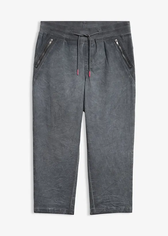 3/4-Hose mit Kontrast-Bindeband aus Baumwoll-Mix in grau von vorne - bonprix 3/4-Hose mit Kontrast-Bindeband aus Baumwoll-Mix in grau von vorne - bonprix