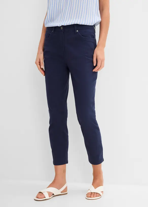 7/8-Hose aus elatischem Baumwoll-Mix in blau von vorne - bonprix