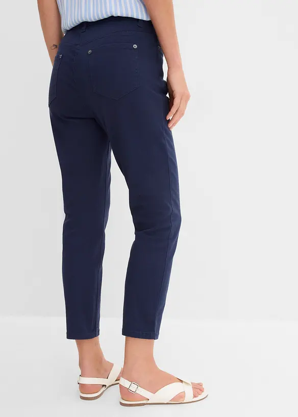7/8-Hose aus elatischem Baumwoll-Mix in blau von hinten - bonprix