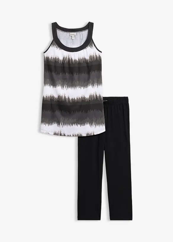 Kleid+Capri-Leggings (2-tlg. Set) in schwarz von vorne - bonprix