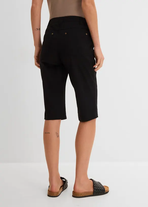 Bermuda mit Bequembund aus Baumwoll-Mix in schwarz von hinten - bonprix