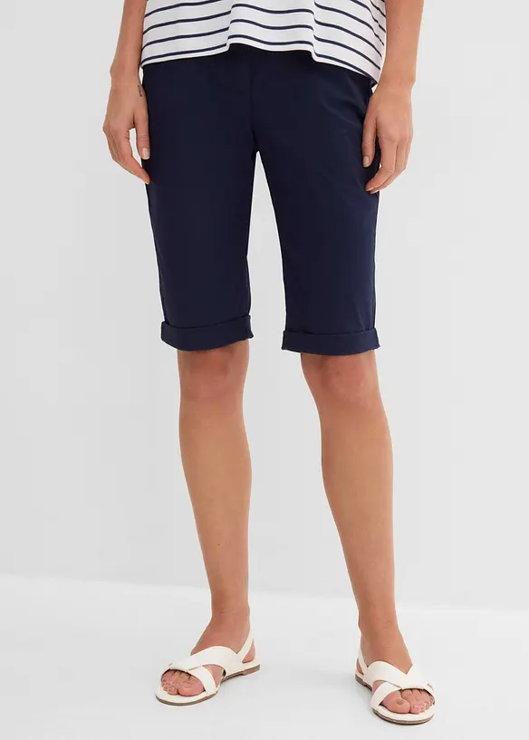 Bermuda mit Bequembund aus Baumwoll-Mix in blau von vorne - bonprix