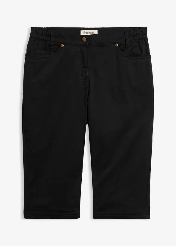 Bermuda mit Bequembund aus Baumwoll-Mix in schwarz von vorne - bonprix