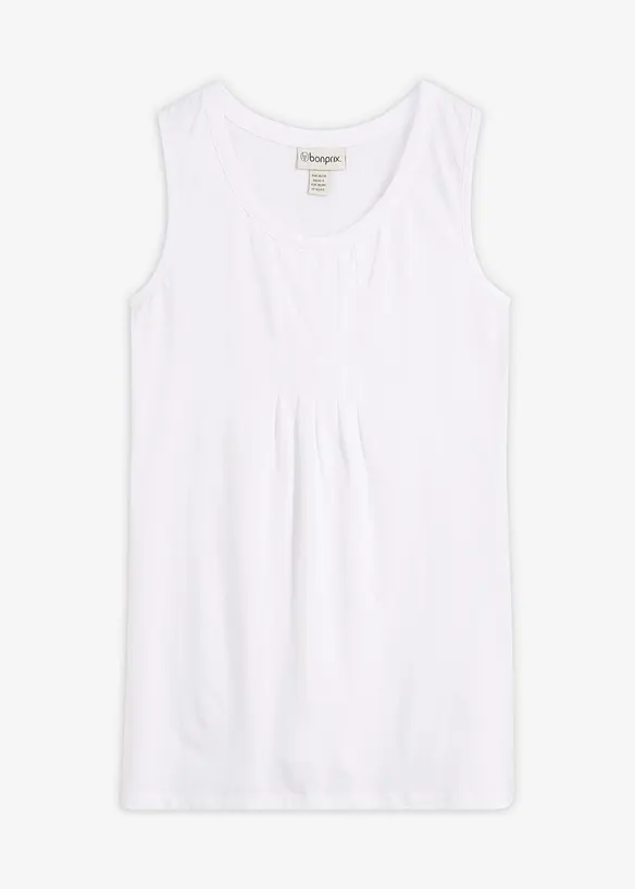Jersey Long-Top aus reiner Baumwolle in weiß von vorne - bonprix