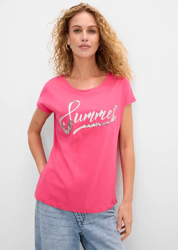 Shirt mit Pailletten in pink von vorne (im Anschnitt) - bonprix Shirt mit Pailletten in pink von vorne (im Anschnitt) - bonprix