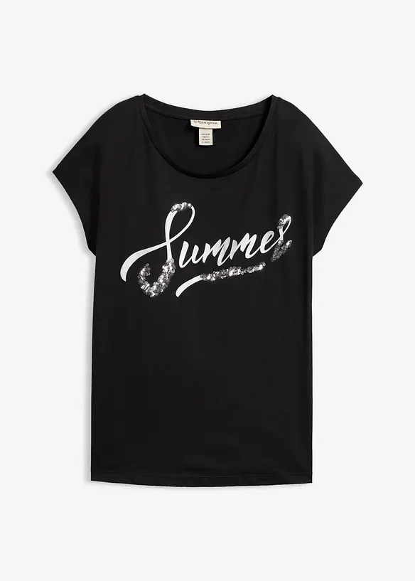 Shirt mit Pailletten in schwarz von vorne - bonprix Shirt mit Pailletten in schwarz von vorne - bonprix