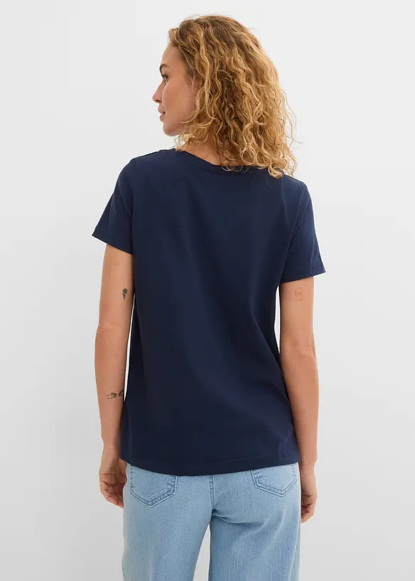 Bedrucktes T-Shirt aus Bio-Baumwolle in blau von hinten (im Anschnitt) - bonprix Bedrucktes T-Shirt aus Bio-Baumwolle in blau von hinten (im Anschnitt) - bonprix