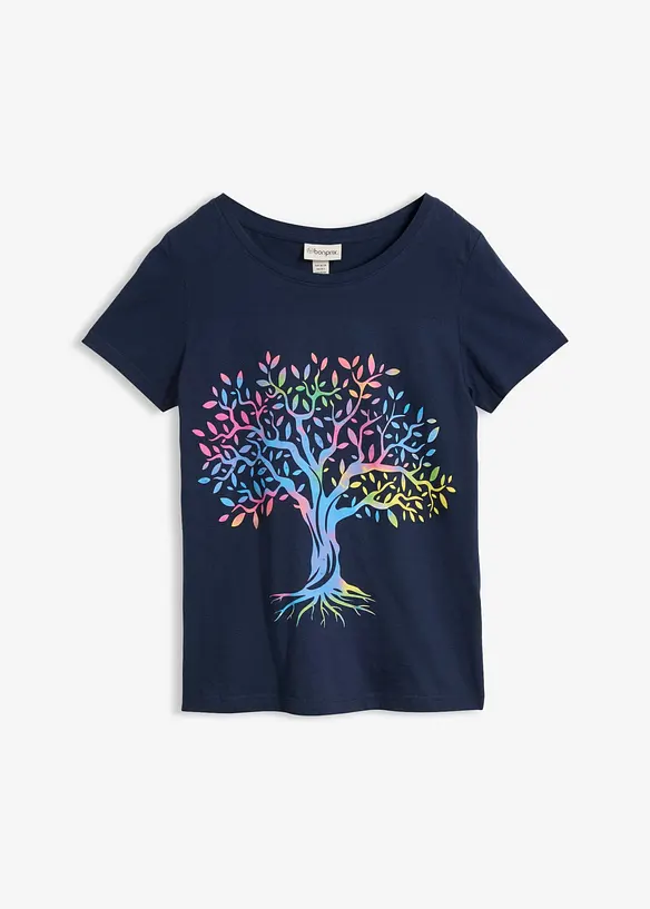 Bedrucktes T-Shirt aus Bio-Baumwolle in blau von vorne - bonprix Bedrucktes T-Shirt aus Bio-Baumwolle in blau von vorne - bonprix